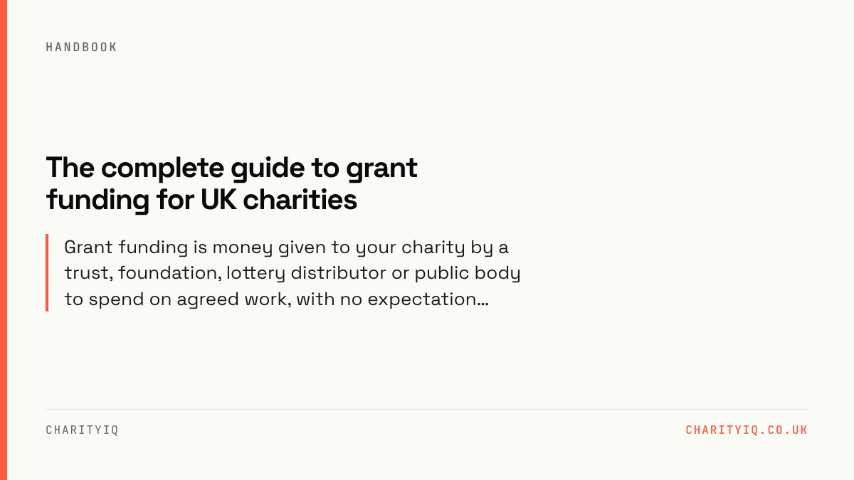 The complete guide to grant funding for UK charities. Grant funding is money given to your charity by a trust, foundation, lottery distributor or public body to spend on agreed work, with no expectation…